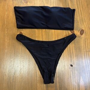 Zaful Black bandeau strapless Bikini size 6 Medium NWOT buttery soft fabric